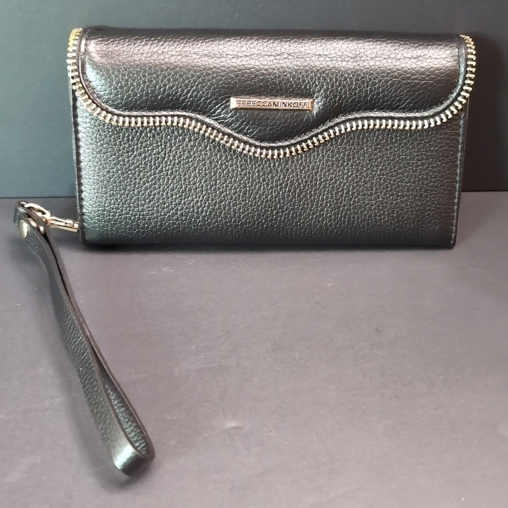 Rebecca Minkoff Woman's Small Black Leather Phone Case/ Wallet,IPhone 7 Wristlet